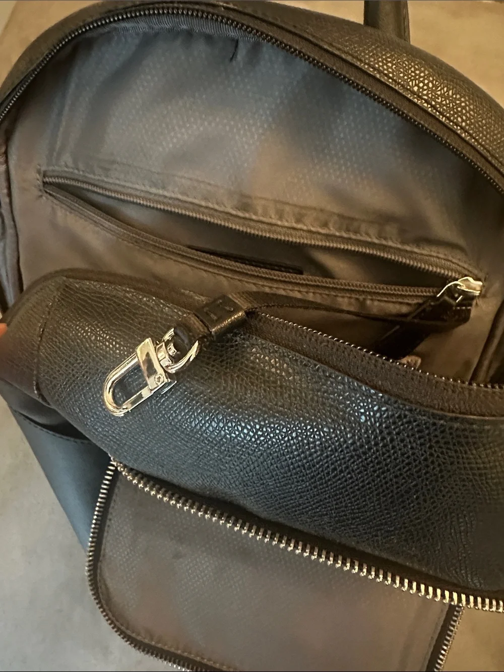 TUMI Black Pebbled Leather Backpack - Sleek Everyday Carry